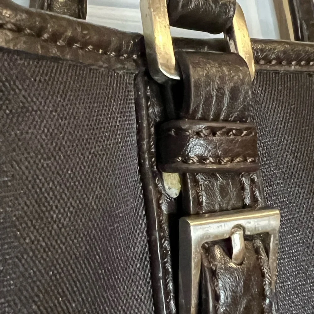 Etienne Aigner Small Vintage Dark Brown Women's Bag with Pebbled Leather Trim